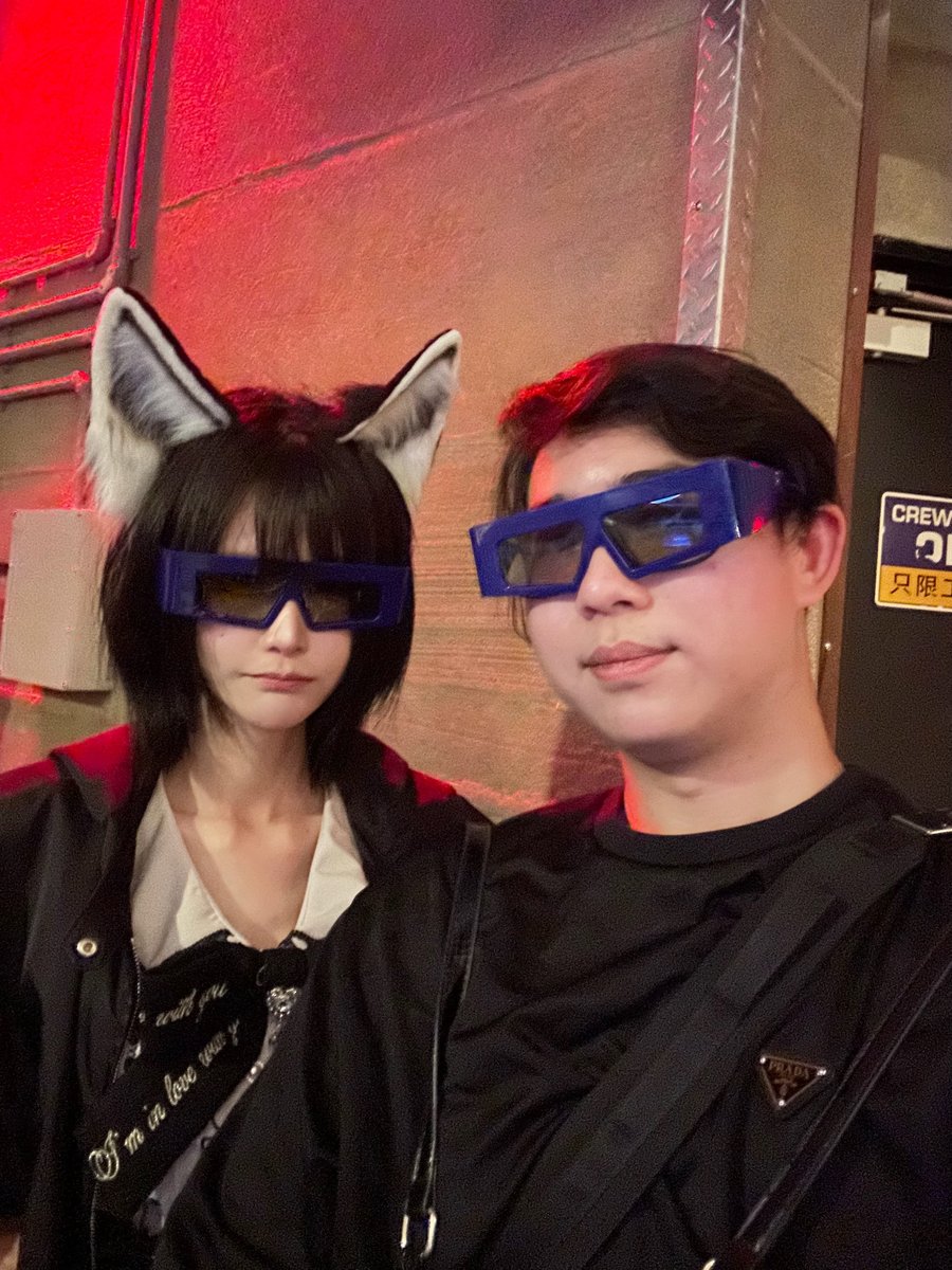 Wearing 3D glasses, Nana with fox ears